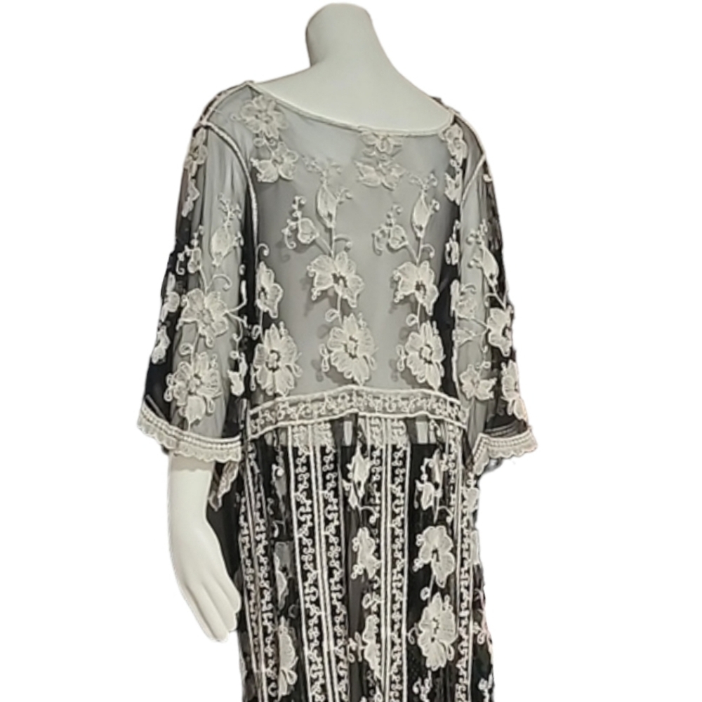 ASHA Gypsy Boho Embroidered Duster L M S Robe Maxi Dress Swim Cover Up Kimono - Picture 12 of 14